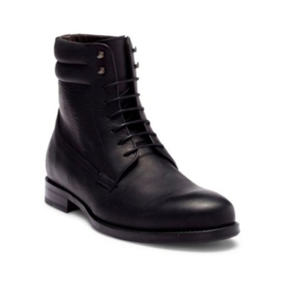 NEW Bacco Bucci‎ Mezlan Cesc Lace Up Men's Black Leather Boots Shoes Size 10